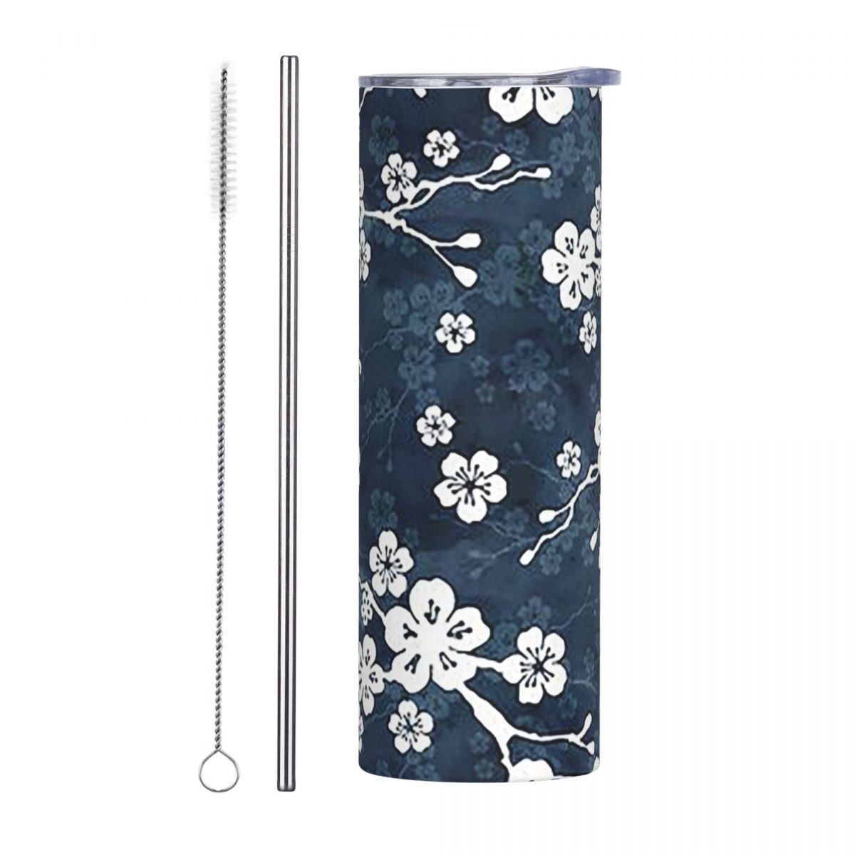 Navy And White Cherry Blossom  - Tumbler 20Oz White recension och pris